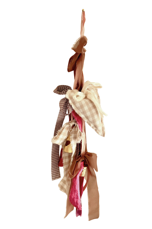 Cream Gingham Heart Door Hanger