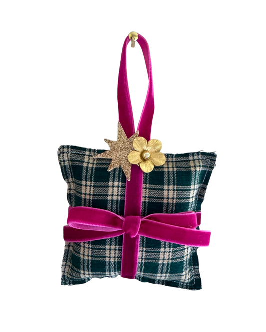 Green Plaid Gift Ornament