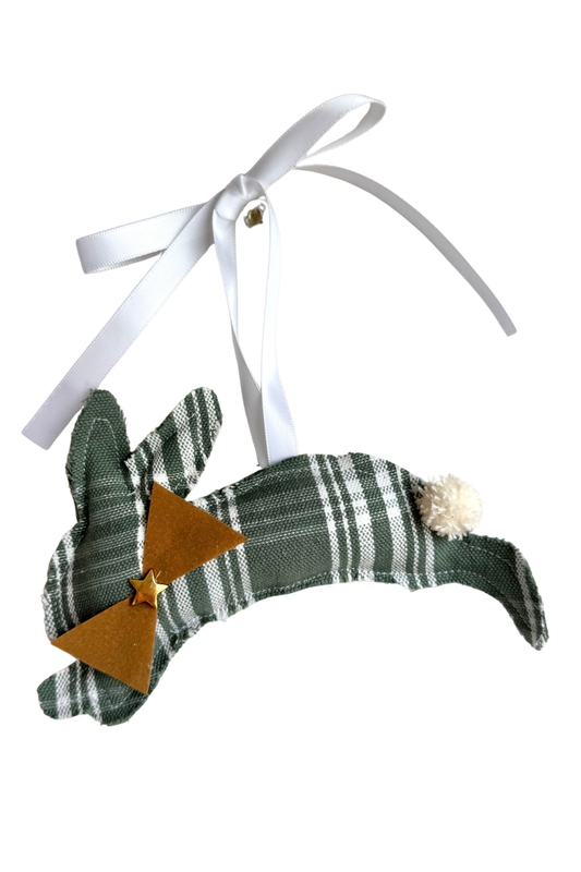 Green Plaid Hopping Bunny