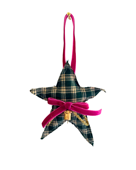 Green Plaid Star Ornament
