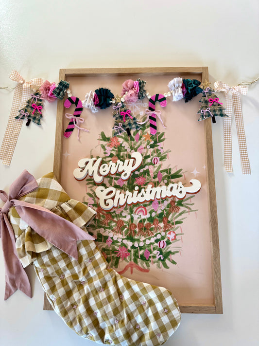 Green Plaid Tree Garland