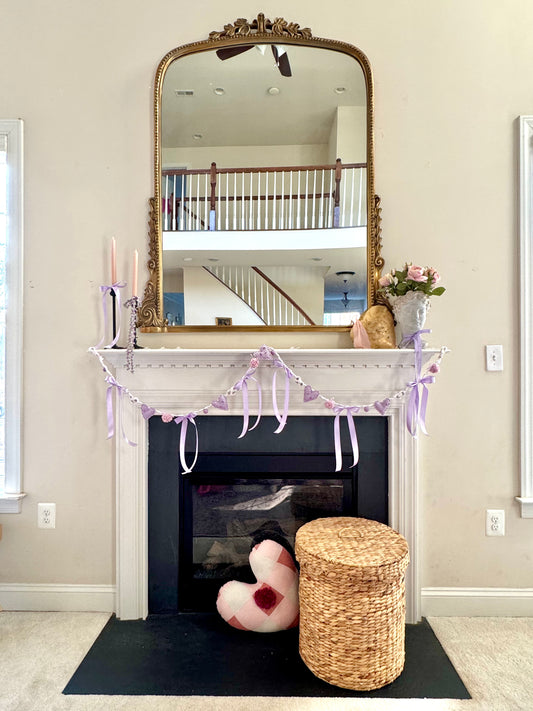 Lavender Gingham Heart Garland