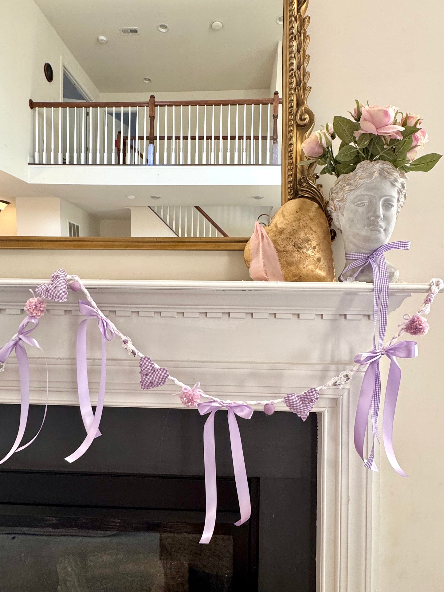 Lavender Gingham Heart Garland