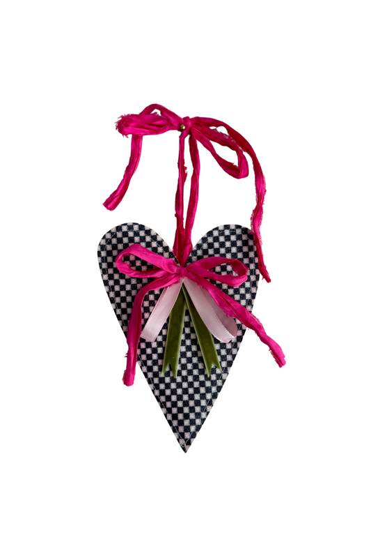 Mini Black & White Checkered Heart