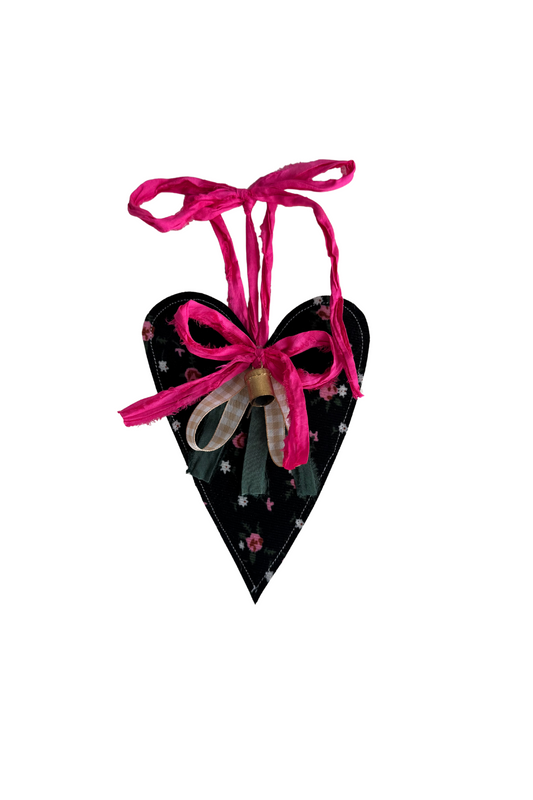 Mini Black Floral Heart with Bell