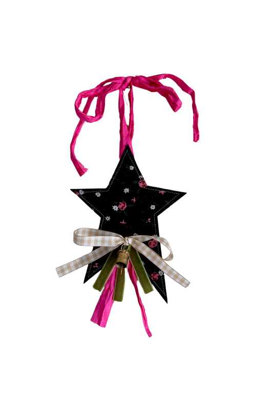 Mini Black & Chartreuse Floral Star with Bell