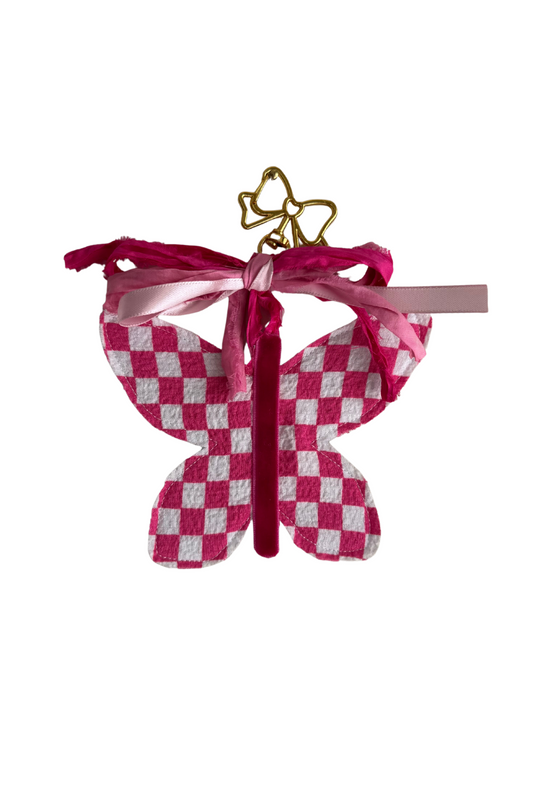 Mini Pink Checkered Butterfly