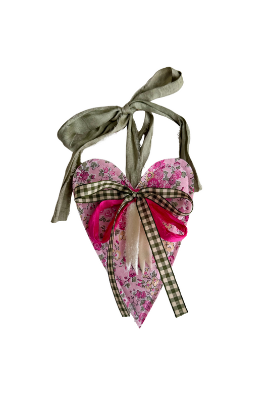 Mini Pink & Green Floral Heart