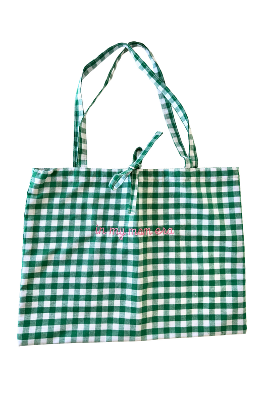 In My Mom Era Green Gingham Bag