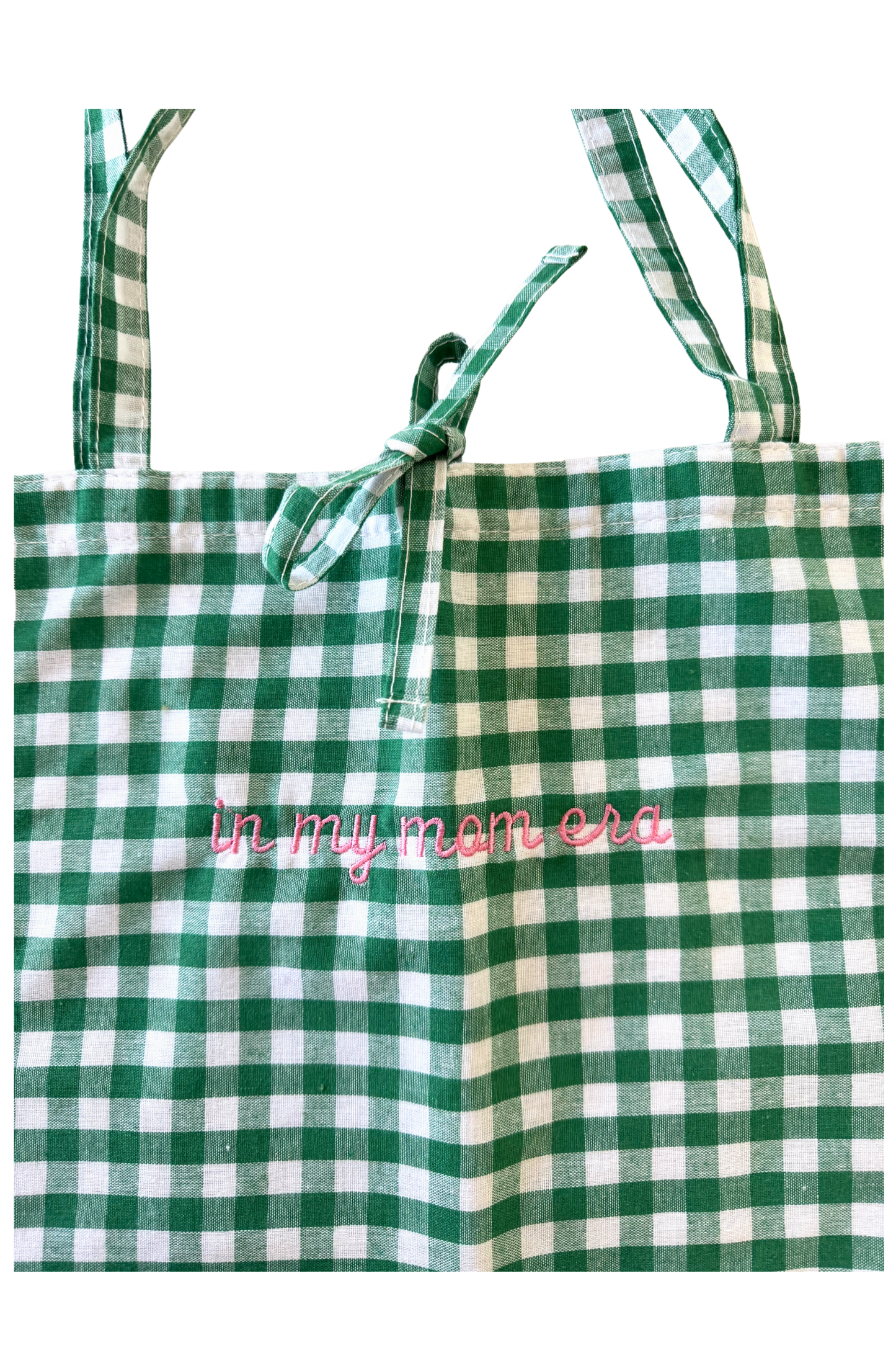 In My Mom Era Green Gingham Bag
