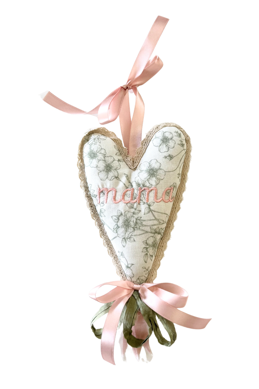 Peach & Green Floral Mama Heart