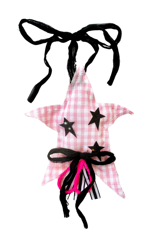 Pink & Black Gingham Star