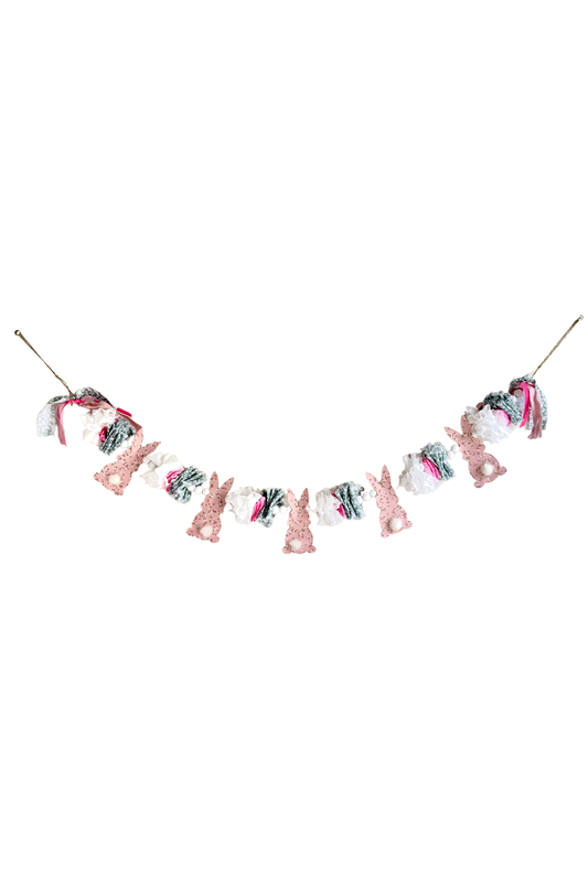 Pink Floral Bunny Garland