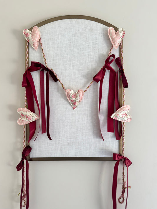 Pink Floral Heart Garland