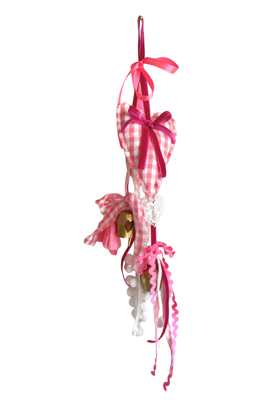 Pink Gingham Door Hanger