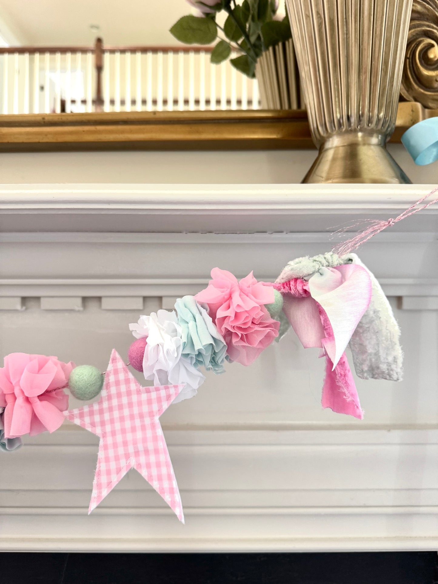 Pink Gingham Star Garland