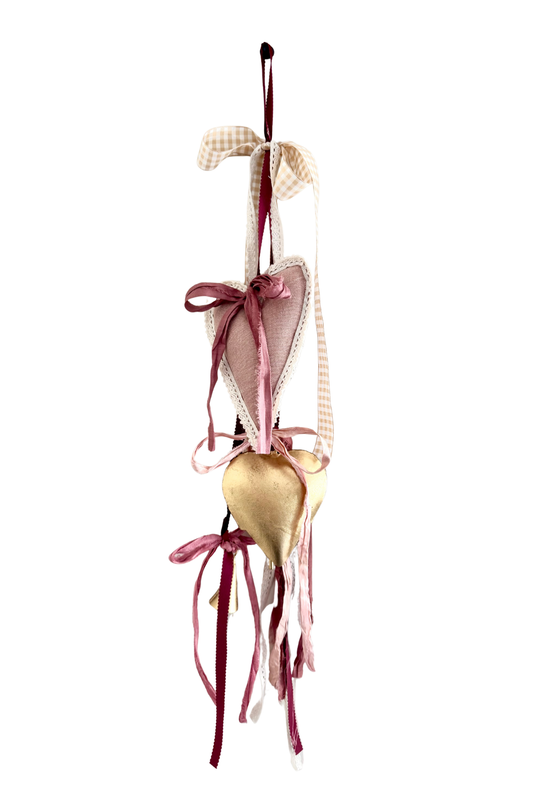 Pink Door Hanger with Heart Bell