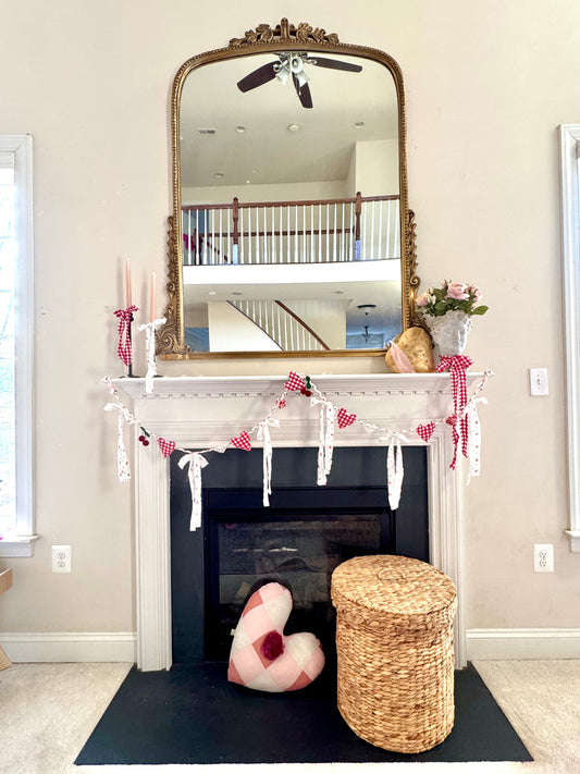 Red Gingham Heart Garland