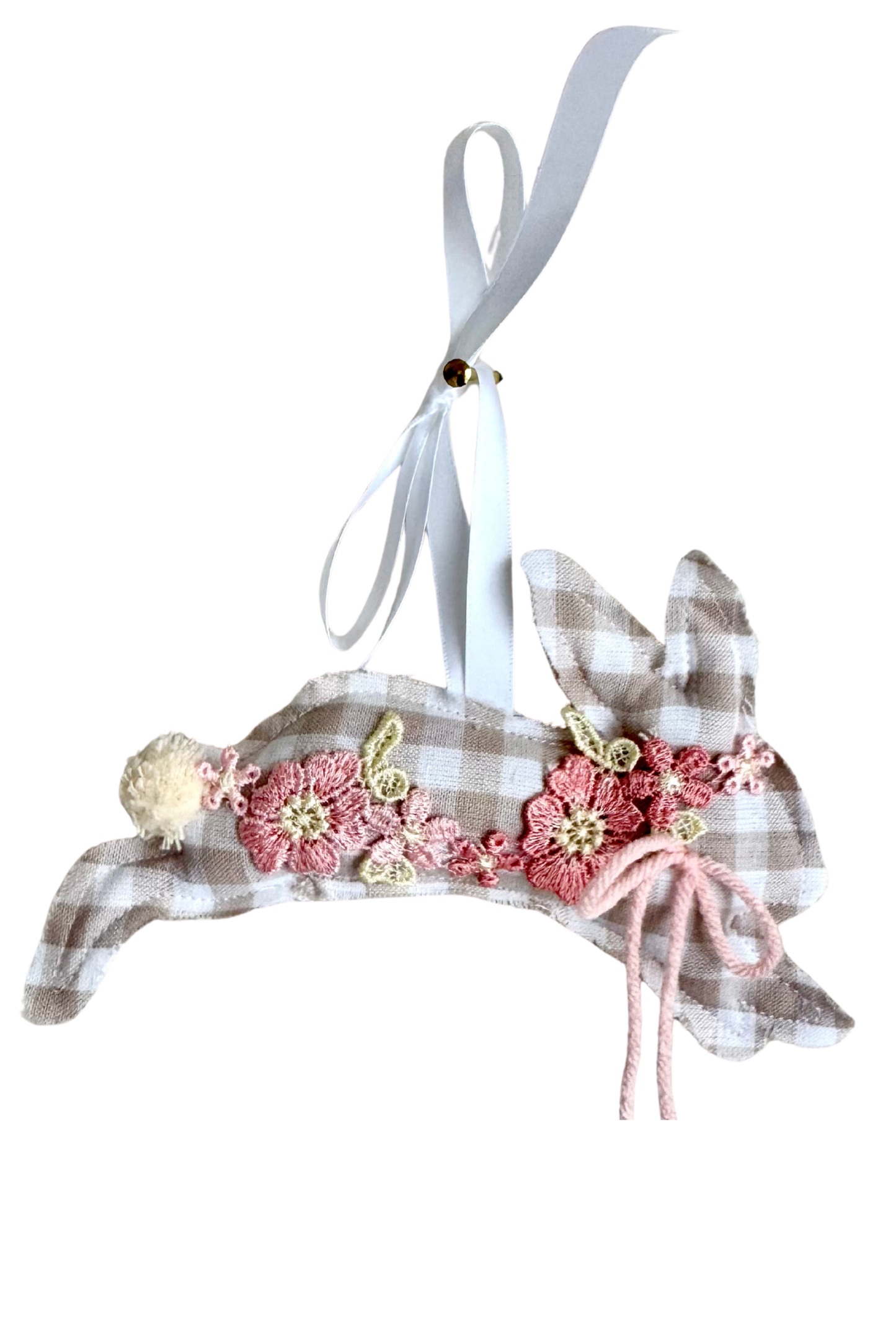 Tan Gingham Hopping Bunny