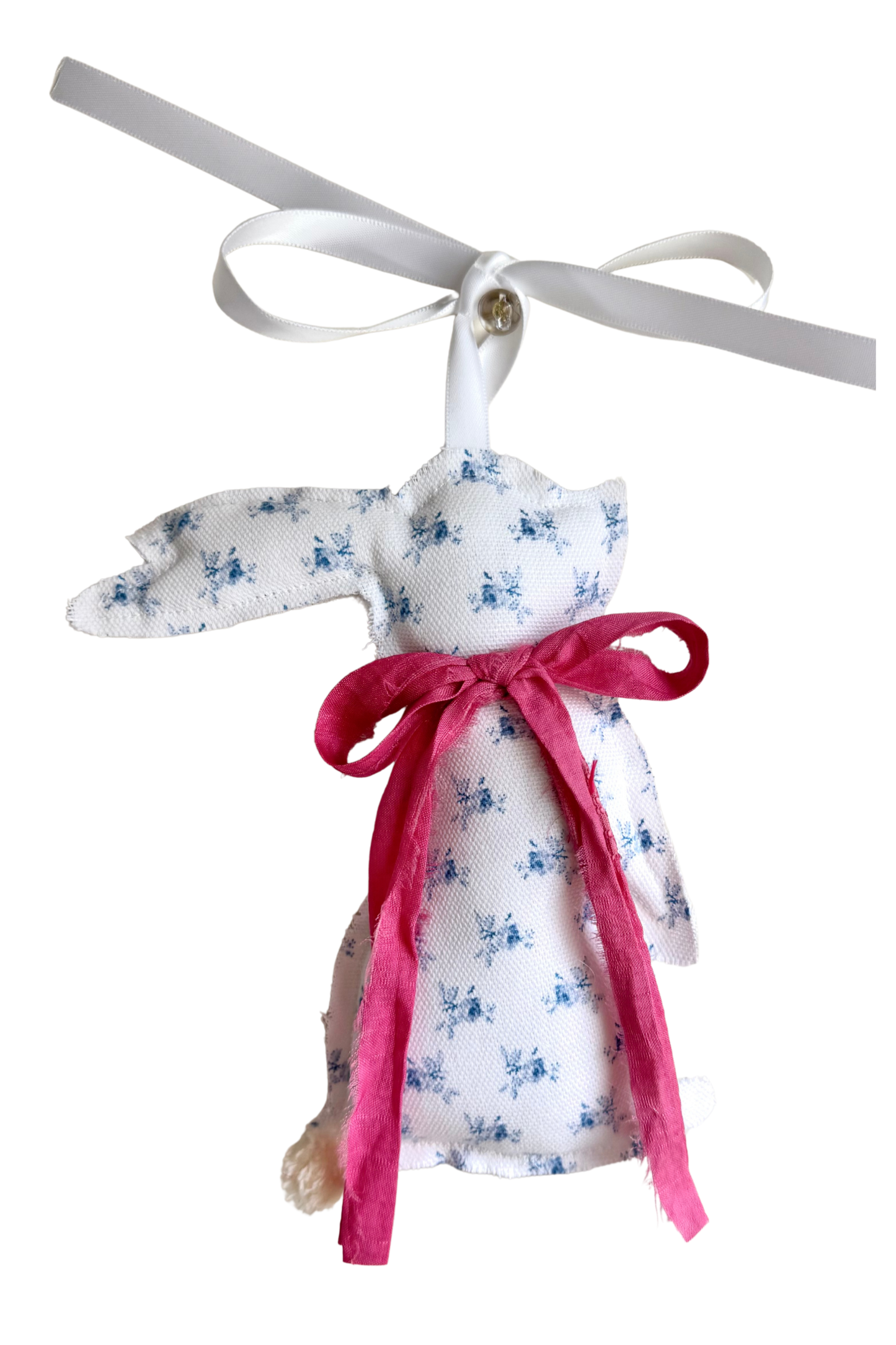 White & Blue Floral Bunny