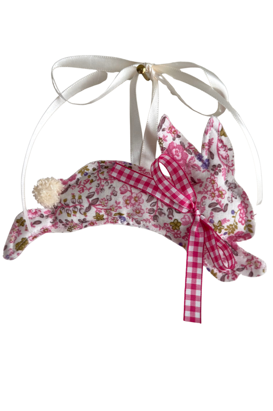 White Floral Hopping Bunny #2