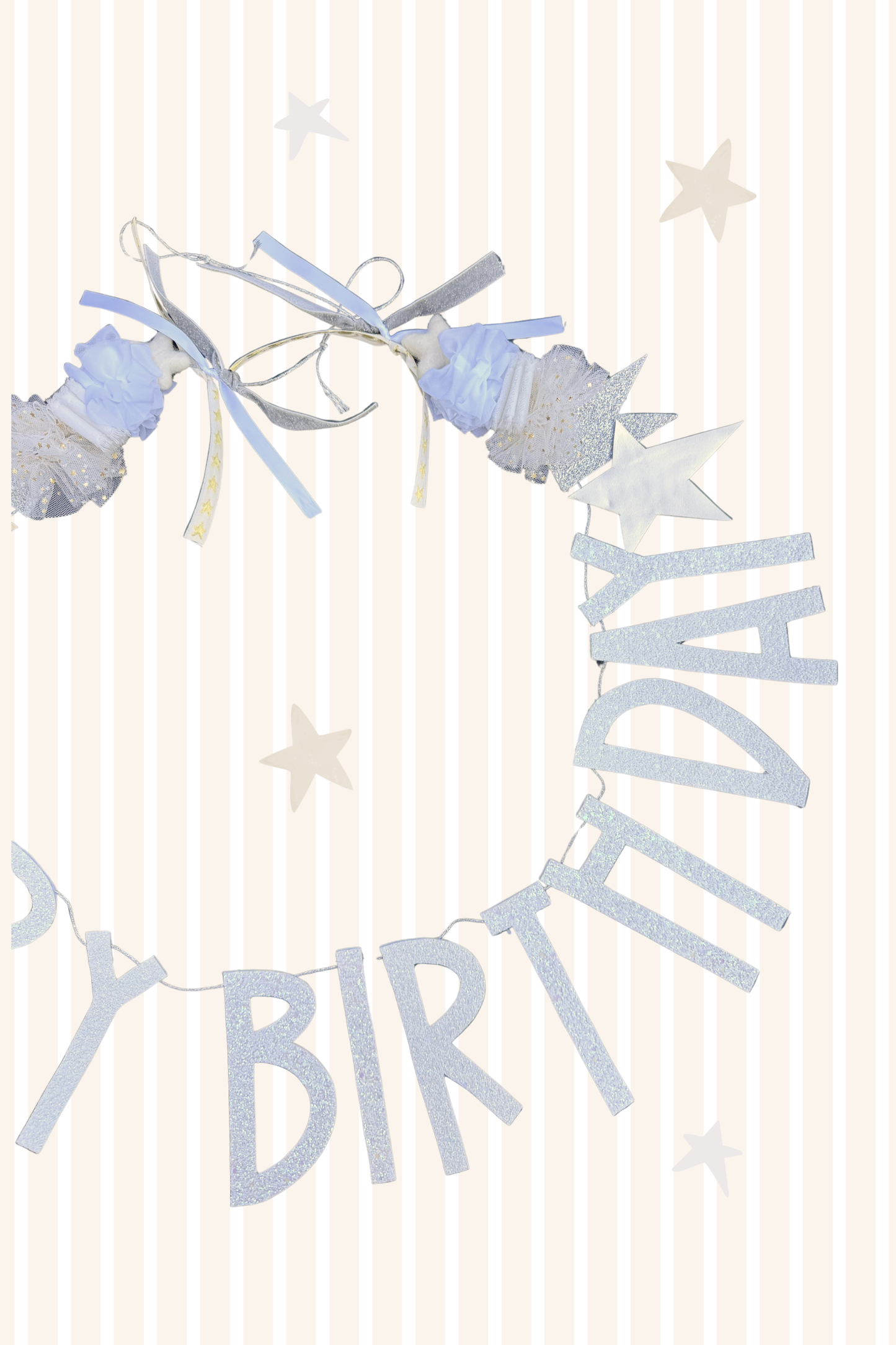 White Happy Birthday Garland