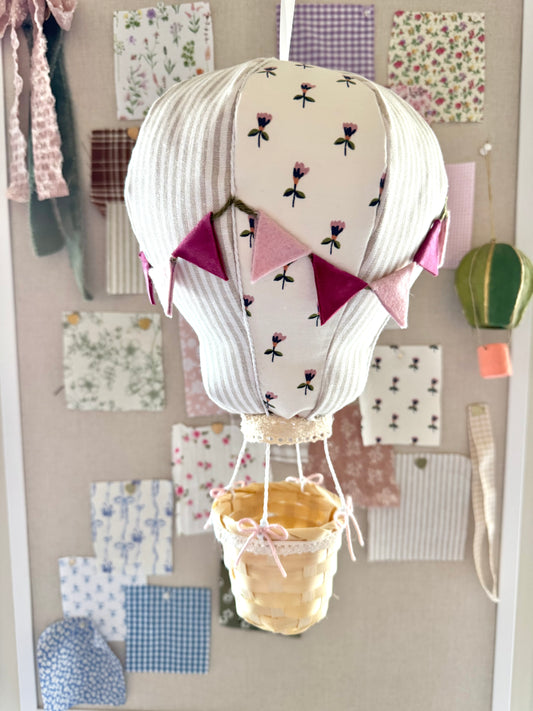 Floral Cream & Stripe Hot Air Balloon