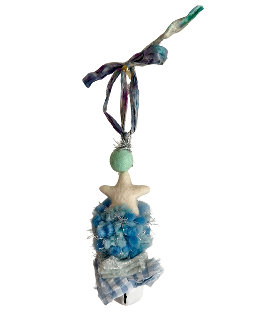 Blue Pom Ornament #1