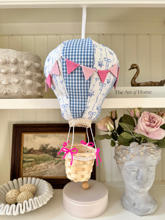 Blue and White Hot Air Balloon