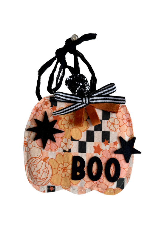 Checkered Boo Pumpkin