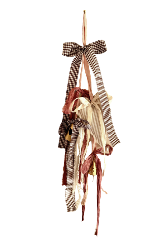 Cream Stripe Heart Door Hanger