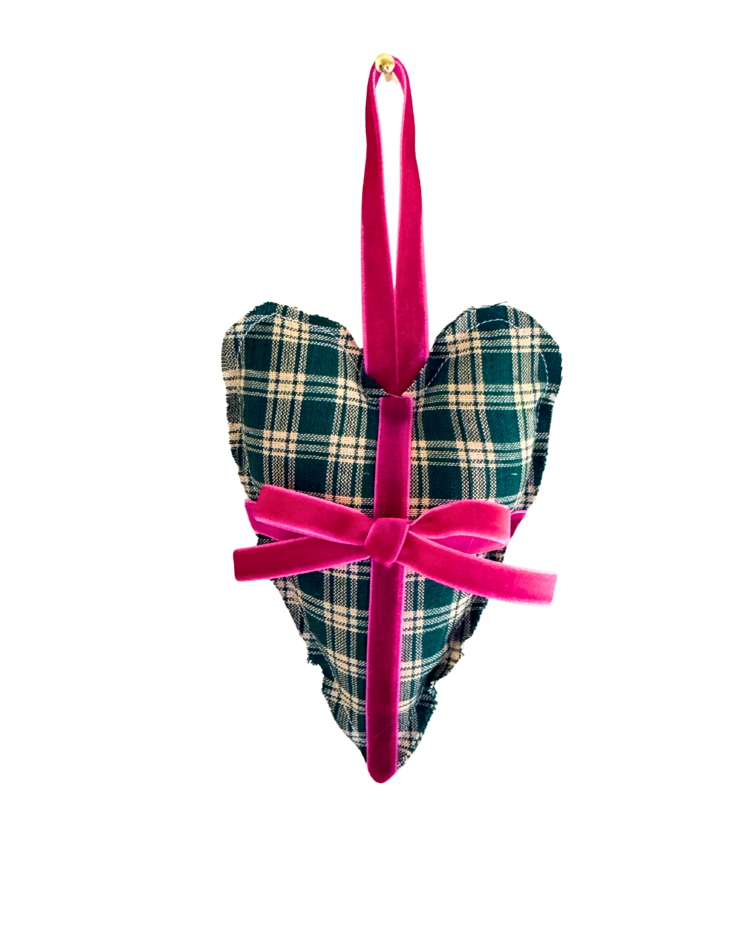 Green Plaid Heart Ornament