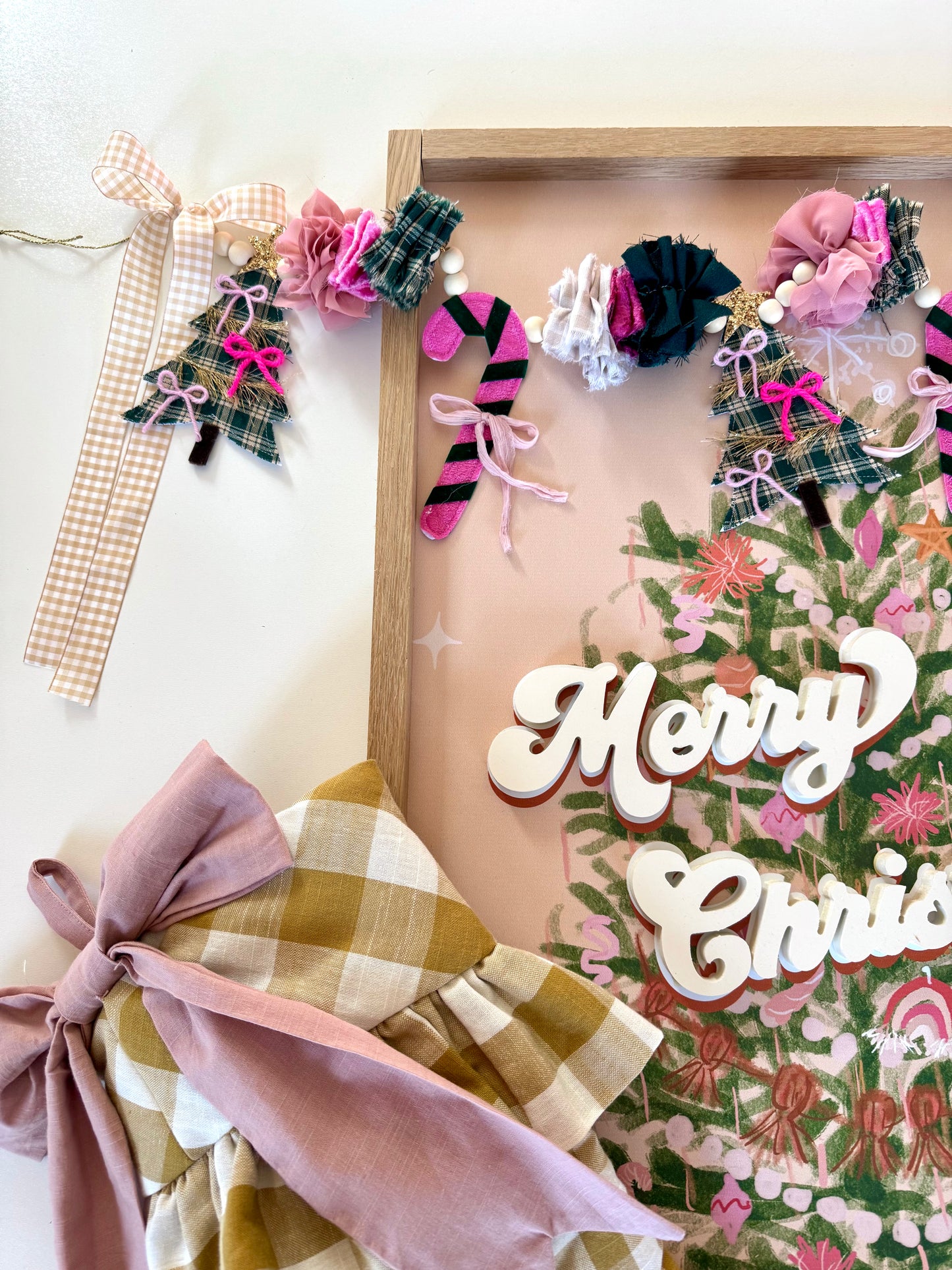 Green Plaid Tree Garland