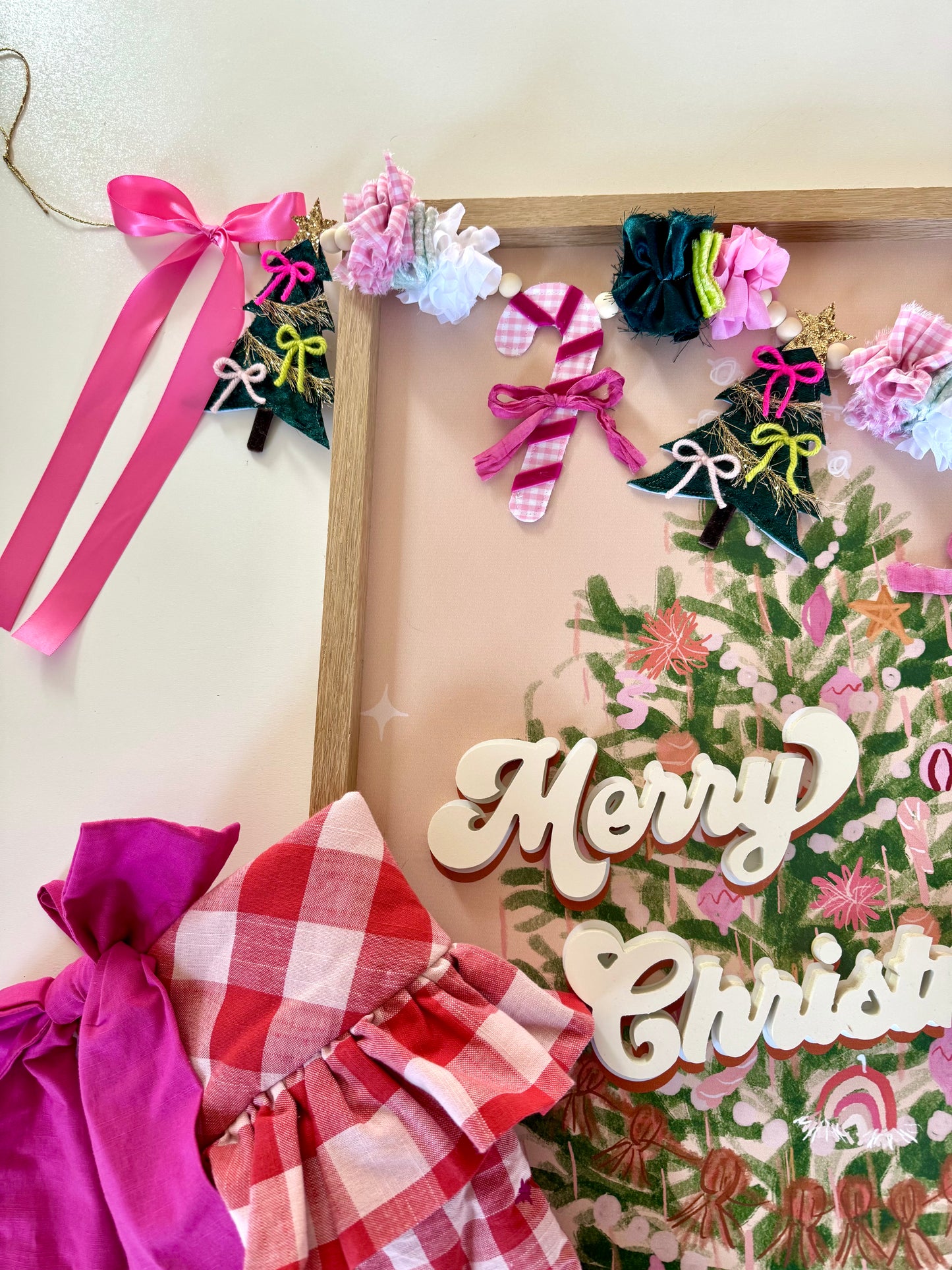 Green Velvet Tree Garland