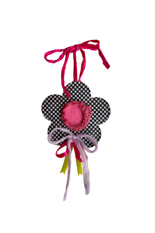 Mini Black & White Checkered Flower