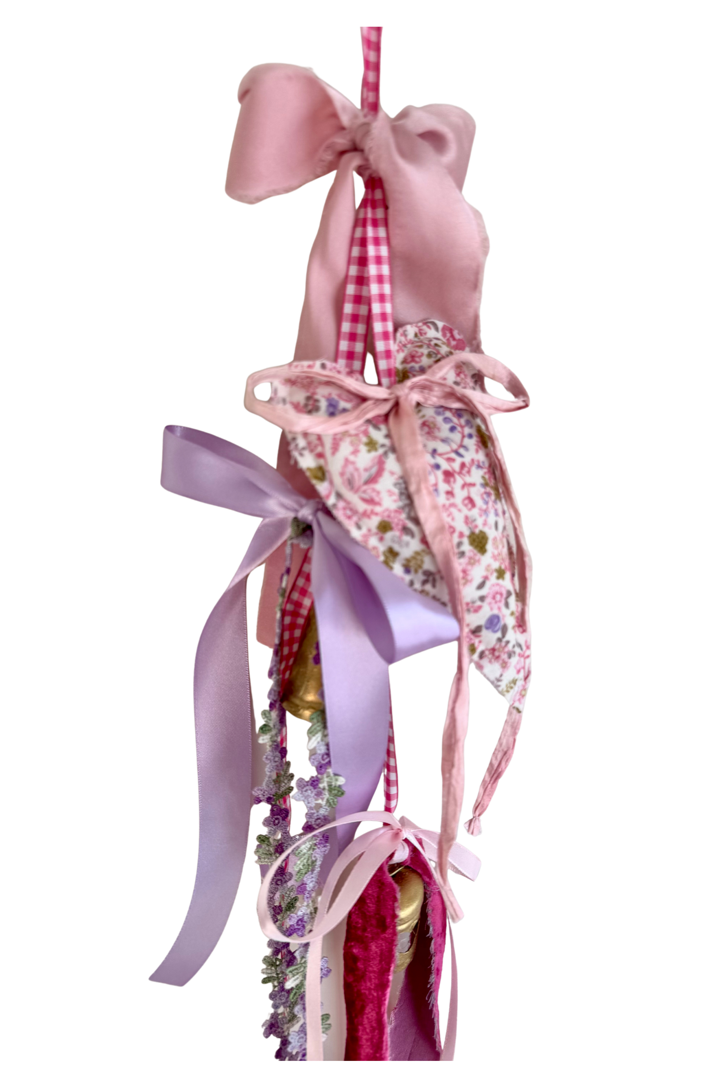 Pink & Lavender Floral Heart Door Hanger
