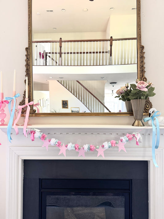 Pink Gingham Star Garland