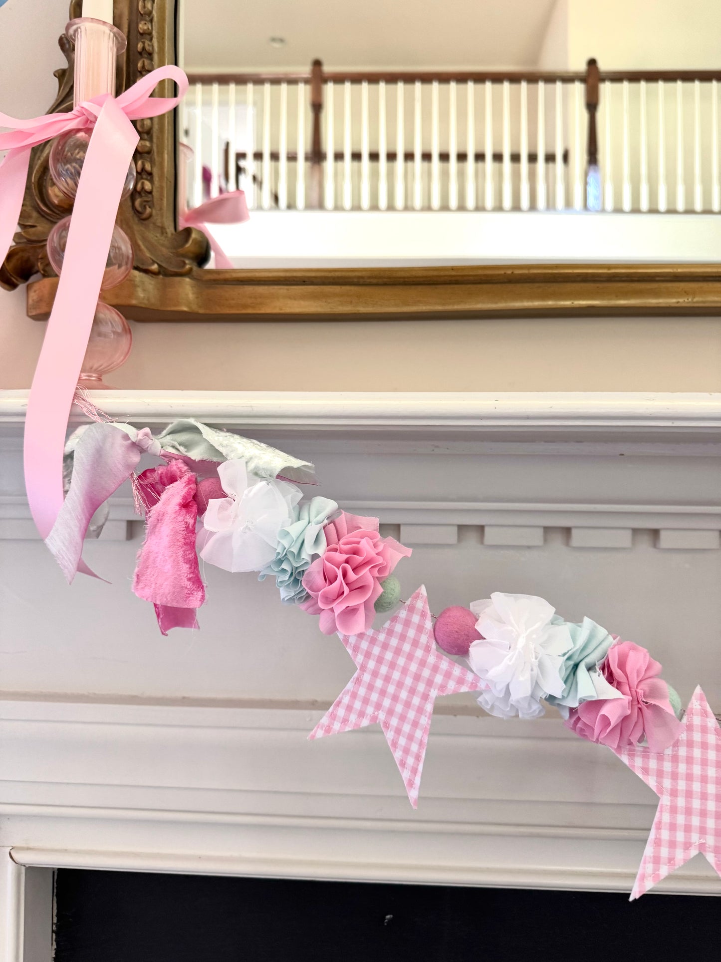 Pink Gingham Star Garland