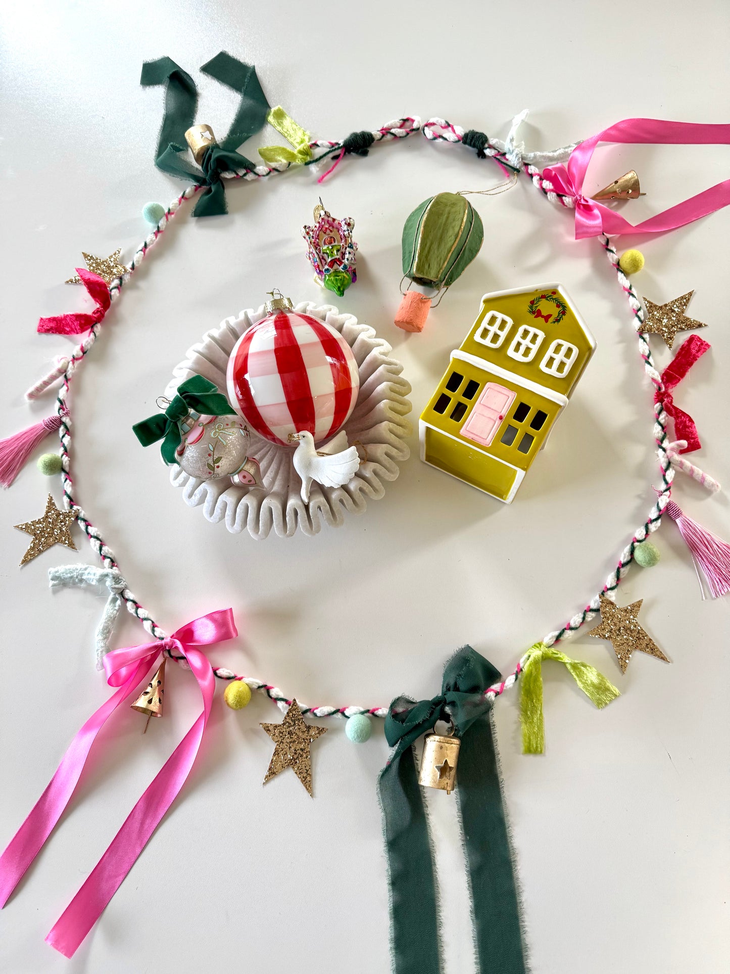 Pink & Green Braided Garland