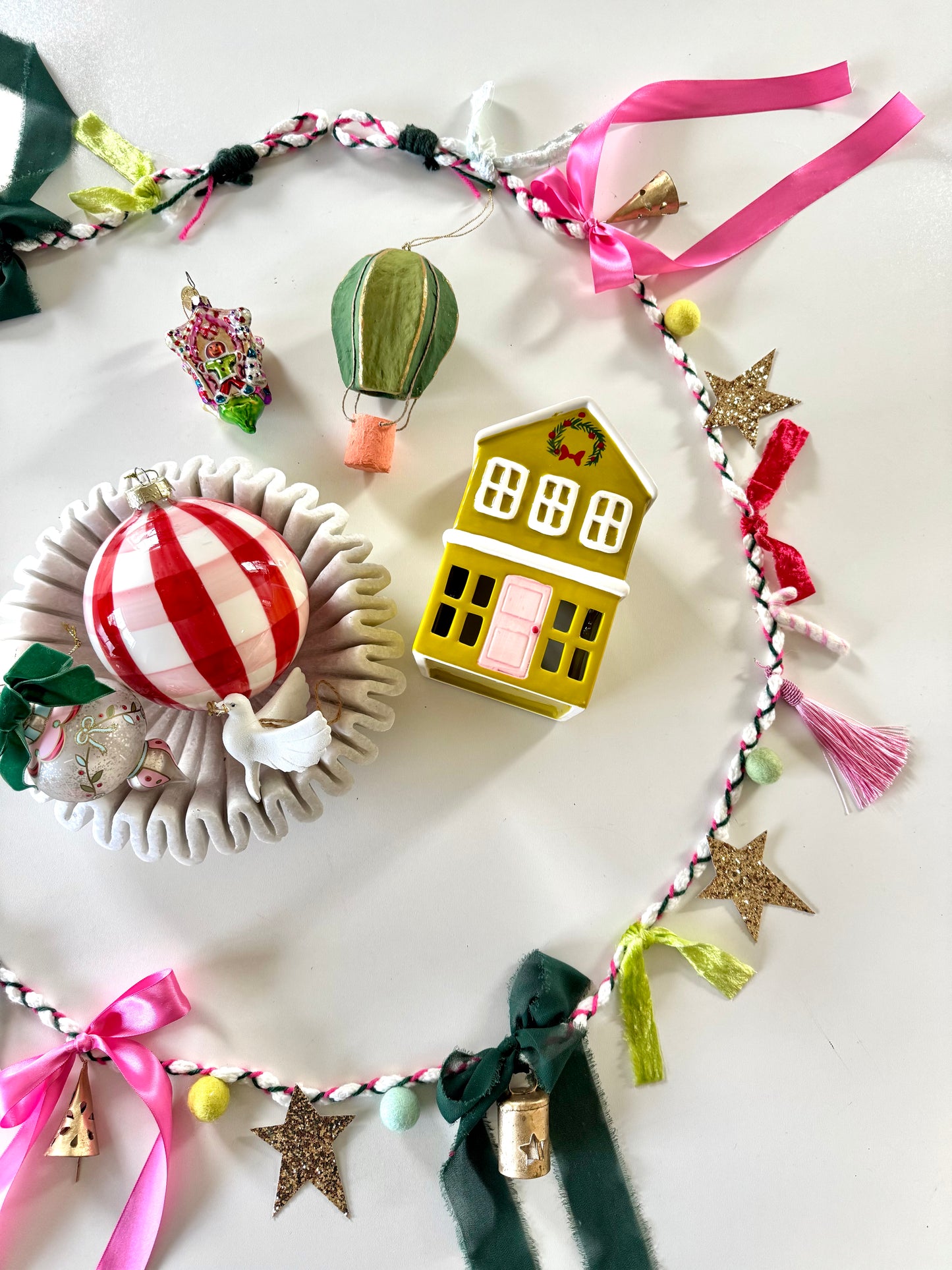 Pink & Green Braided Garland