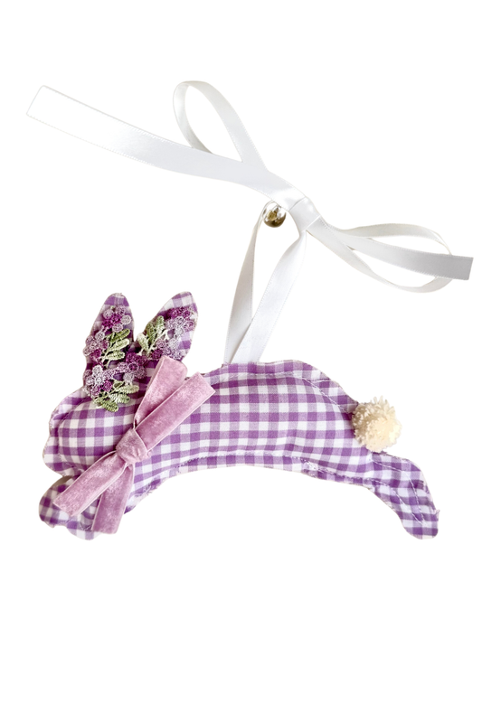 Purple Gingham Hopping Bunny