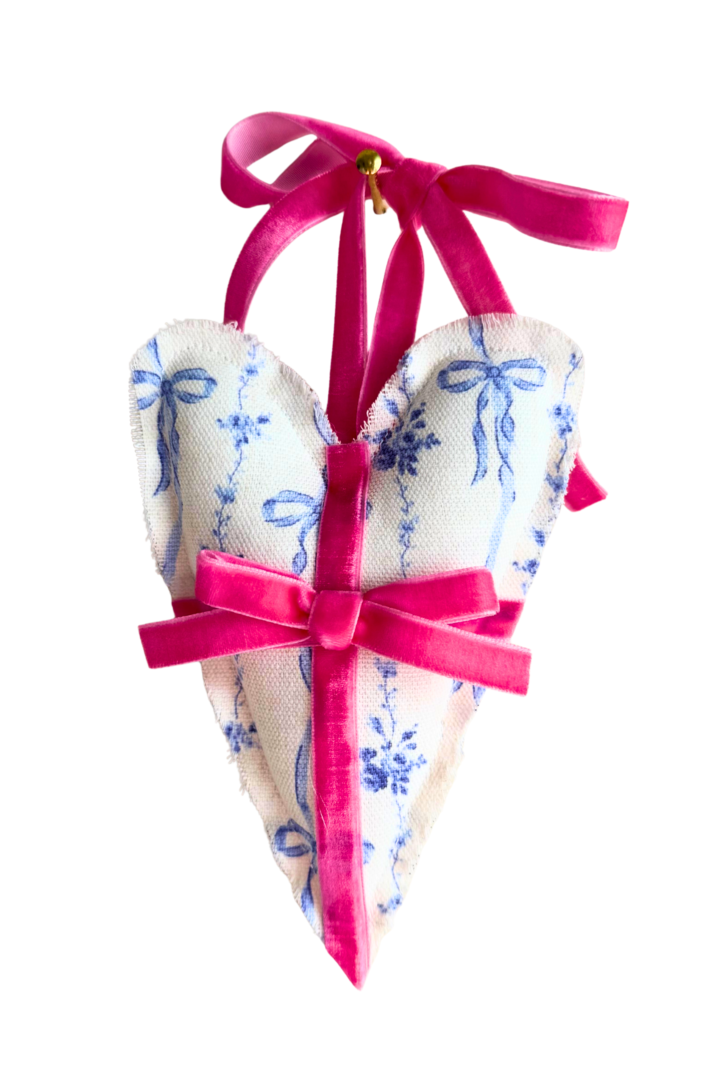 Mini White & Blue Floral Heart