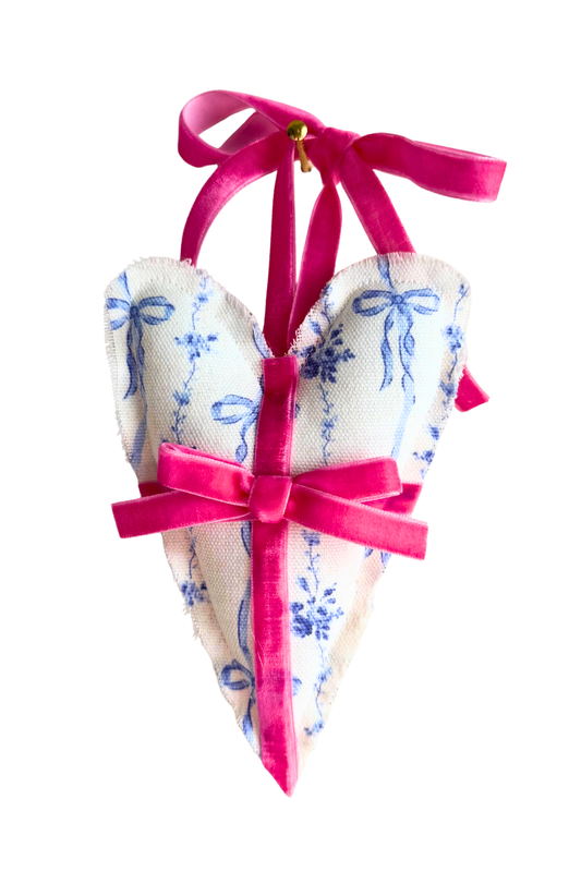 Mini White & Blue Floral Heart