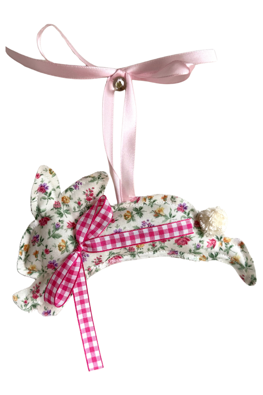 White Floral Hopping Bunny