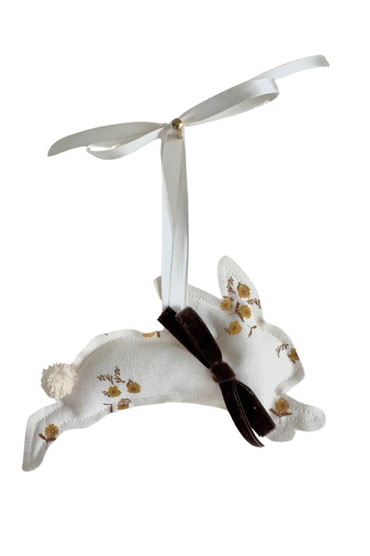 White Floral Hopping Bunny #3