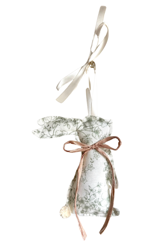White & Green Floral Bunny