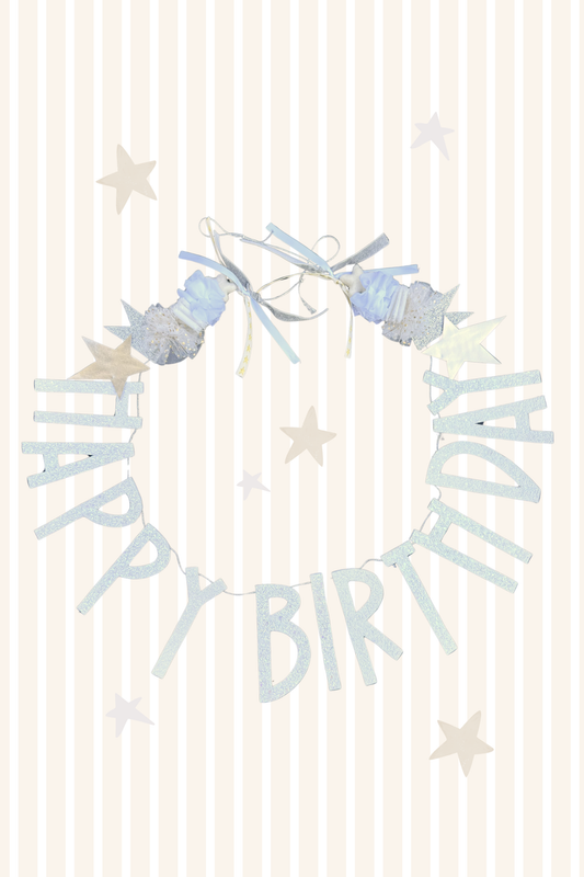 White Happy Birthday Garland