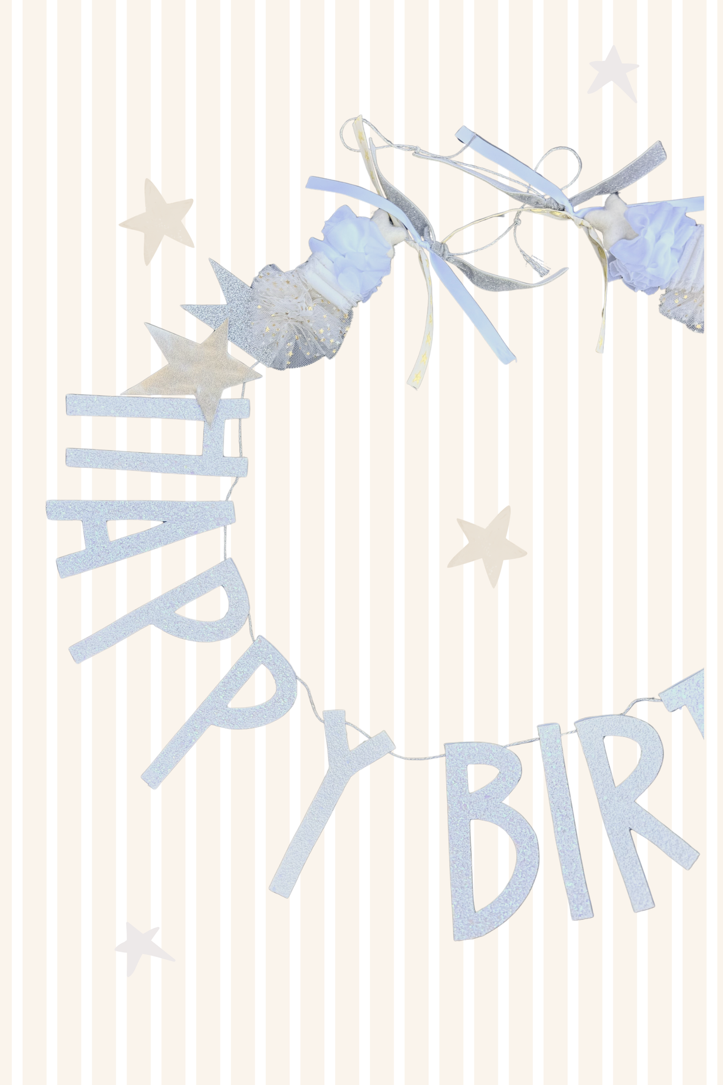 White Happy Birthday Garland